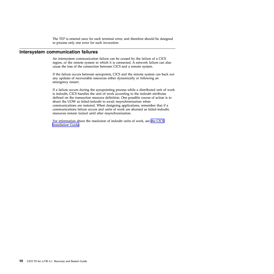IBM SC34-7012-01 manual Intersystem communication failures 
