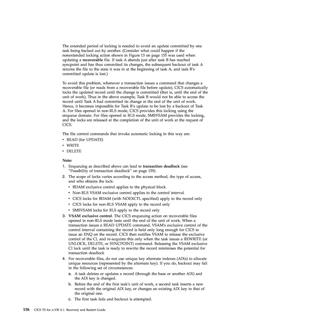 IBM SC34-7012-01 manual v READ for UPDATE v WRITE v DELETE 