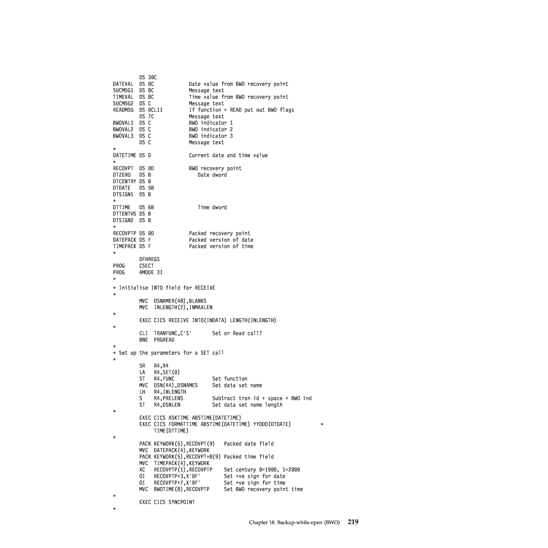 IBM SC34-7012-01 manual Datetime, Dttenths, Recovptp, Datepack, Timepack, Dtcentry 