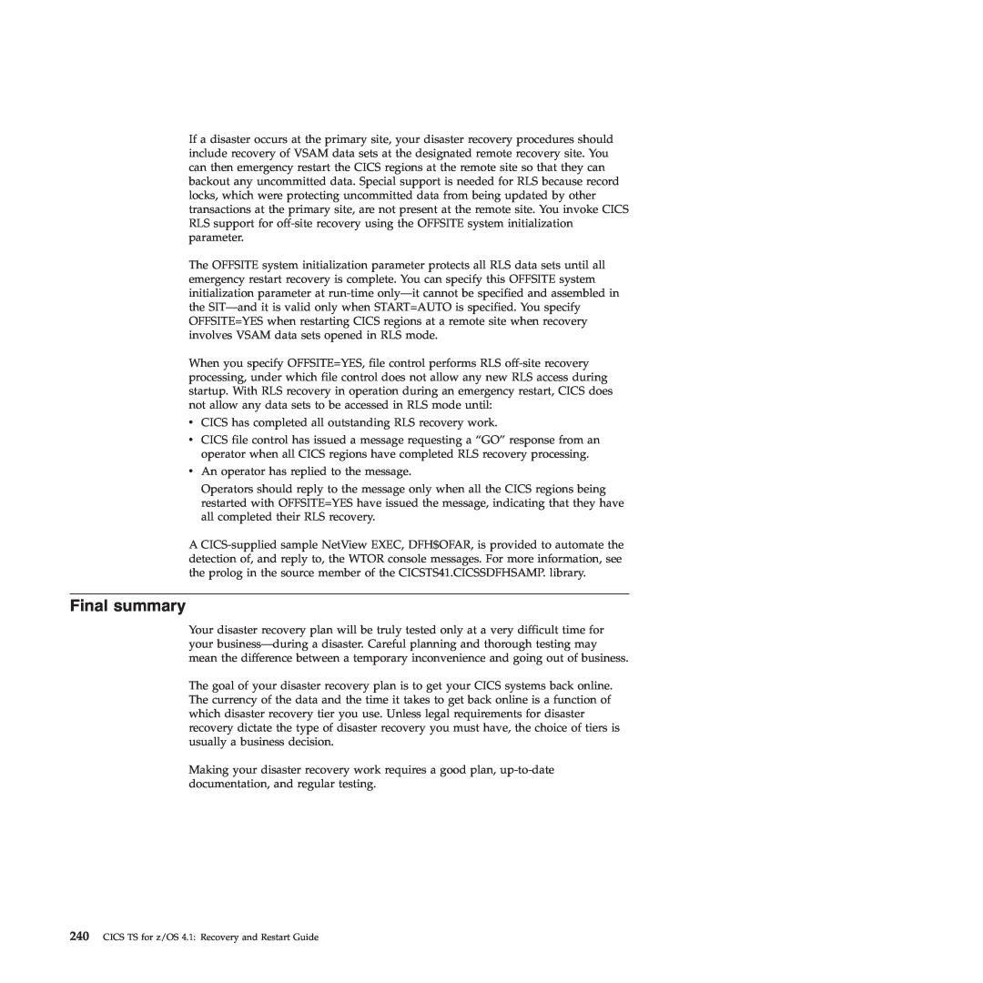 IBM SC34-7012-01 manual Final summary 