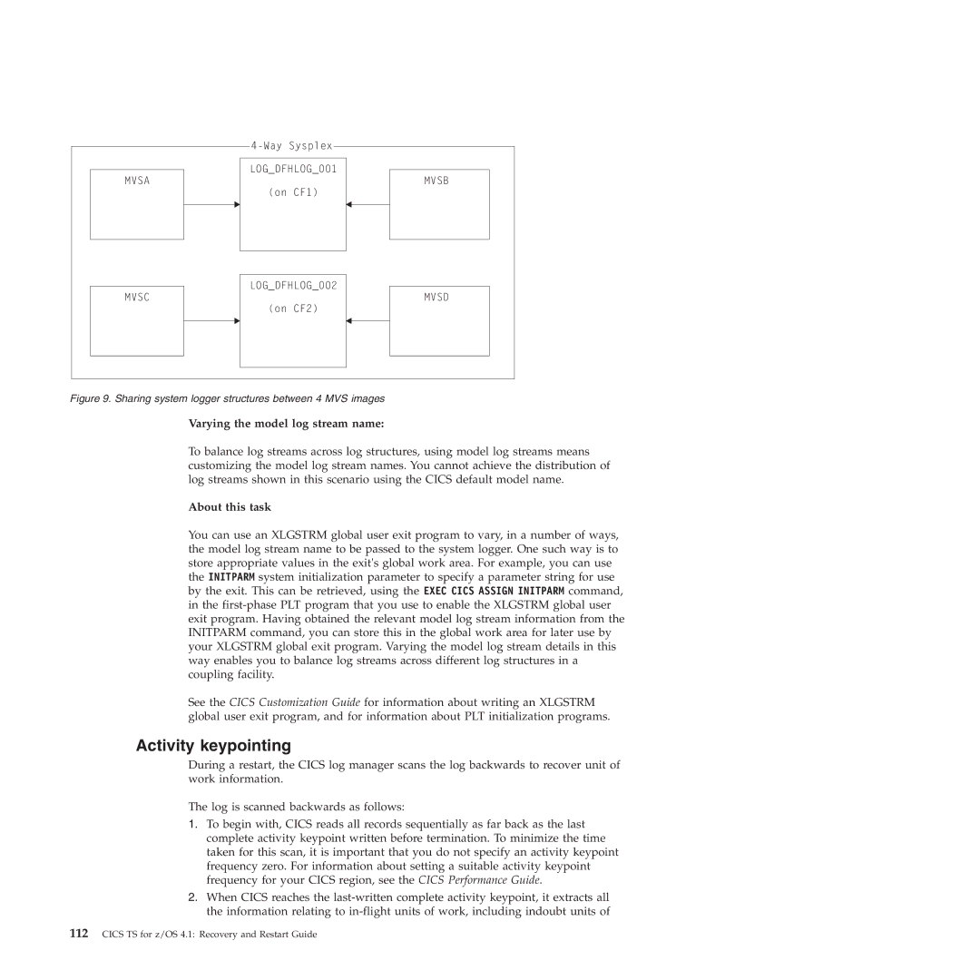 IBM SC34-7012-01 manual Activity keypointing, Varying the model log stream name, About this task 