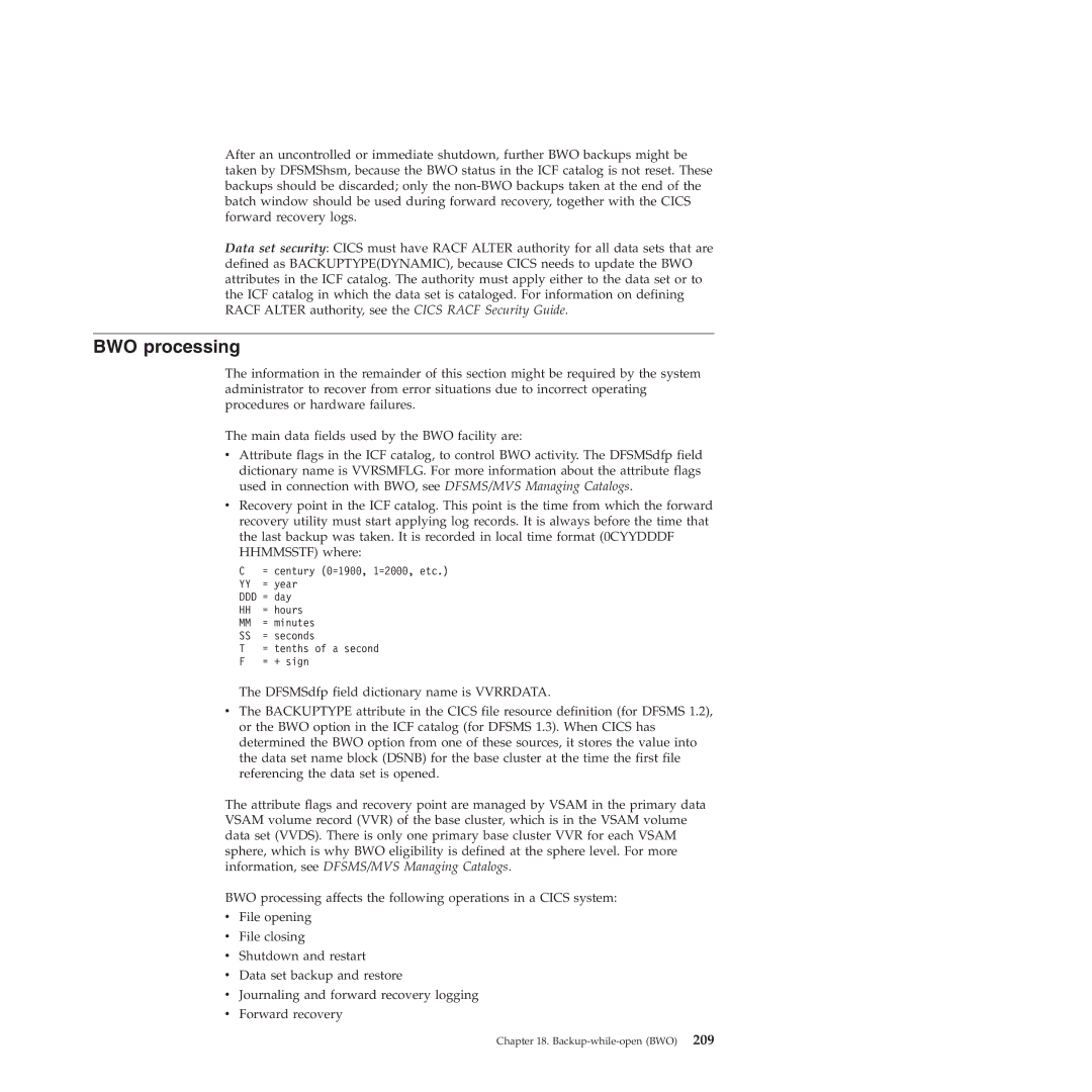 IBM SC34-7012-01 manual BWO processing 