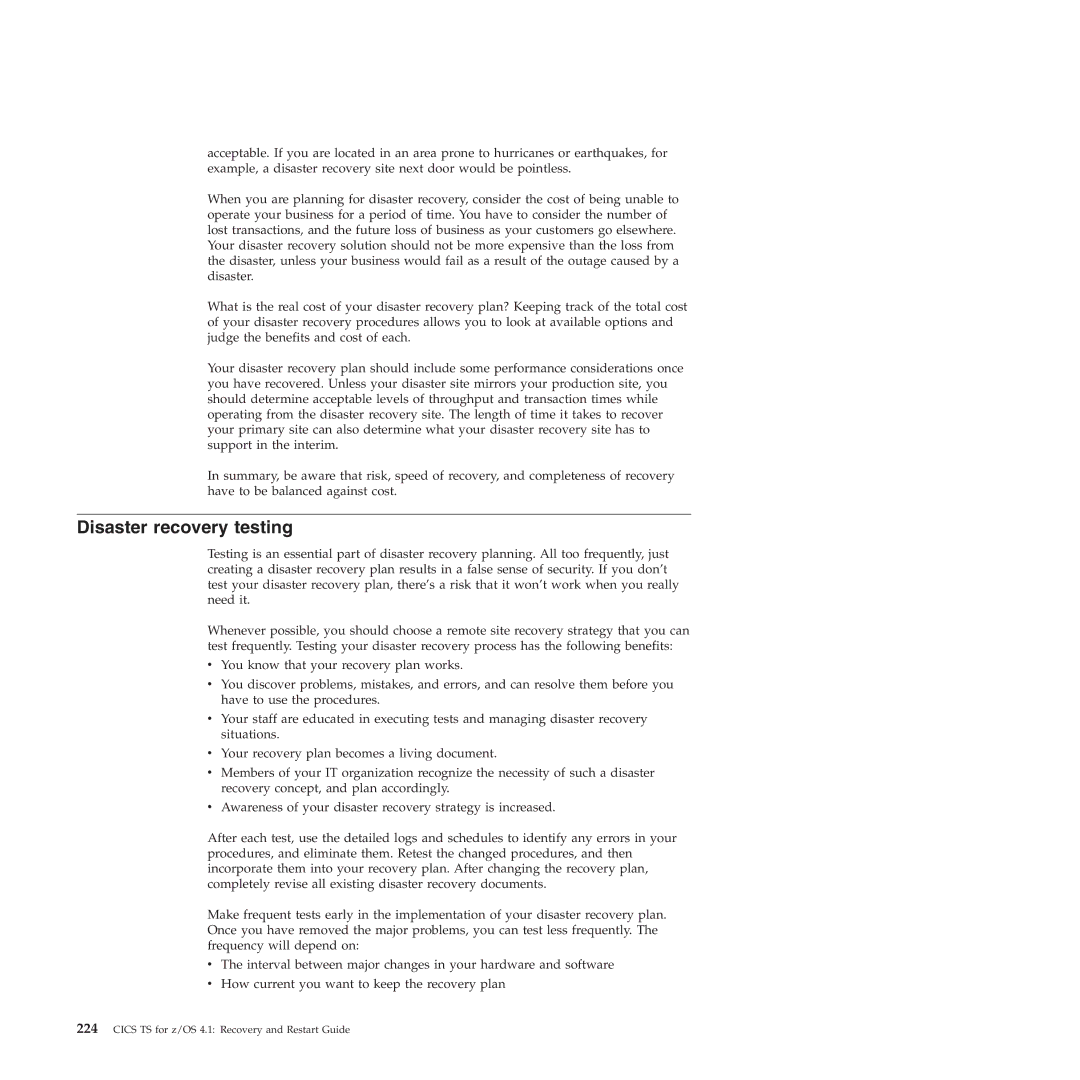 IBM SC34-7012-01 manual Disaster recovery testing 