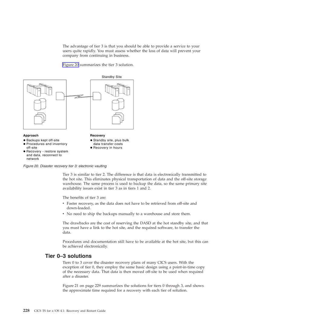 IBM SC34-7012-01 manual Tier 0-3 solutions, Summarizes the tier 3 solution 