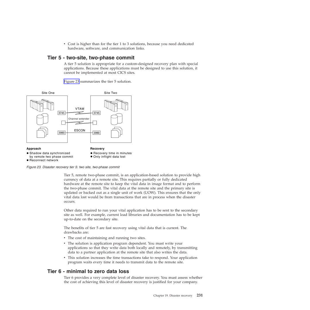 IBM SC34-7012-01 manual Tier 5 two-site, two-phase commit, Tier 6 minimal to zero data loss 