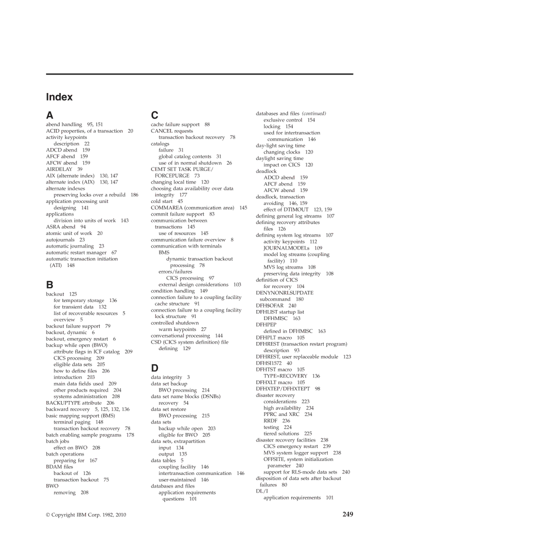 IBM SC34-7012-01 manual Index, Airdelay 