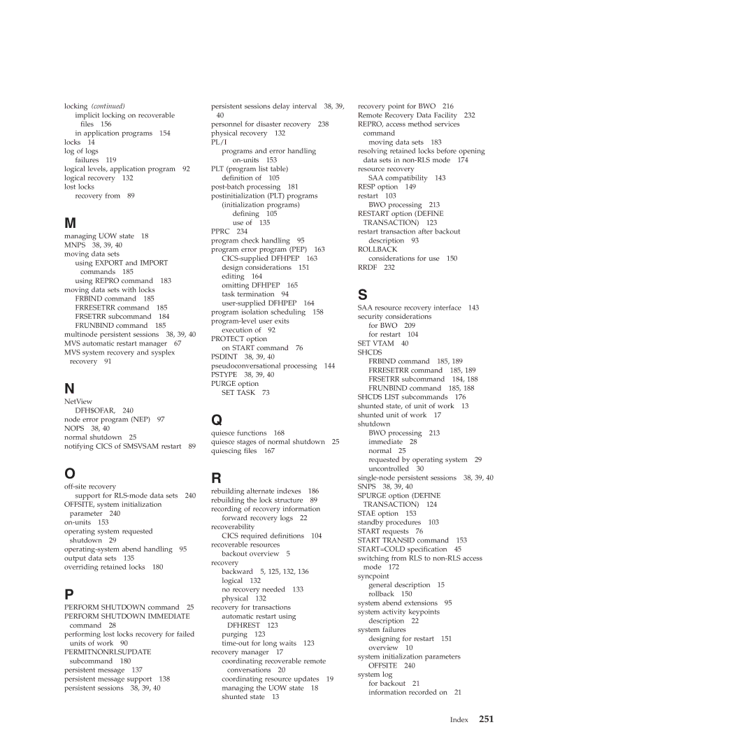 IBM SC34-7012-01 manual 251 