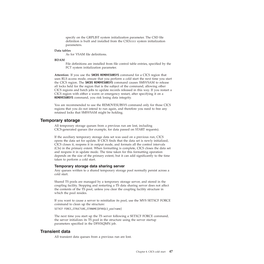 IBM SC34-7012-01 manual Transient data, Temporary storage data sharing server, Data tables 