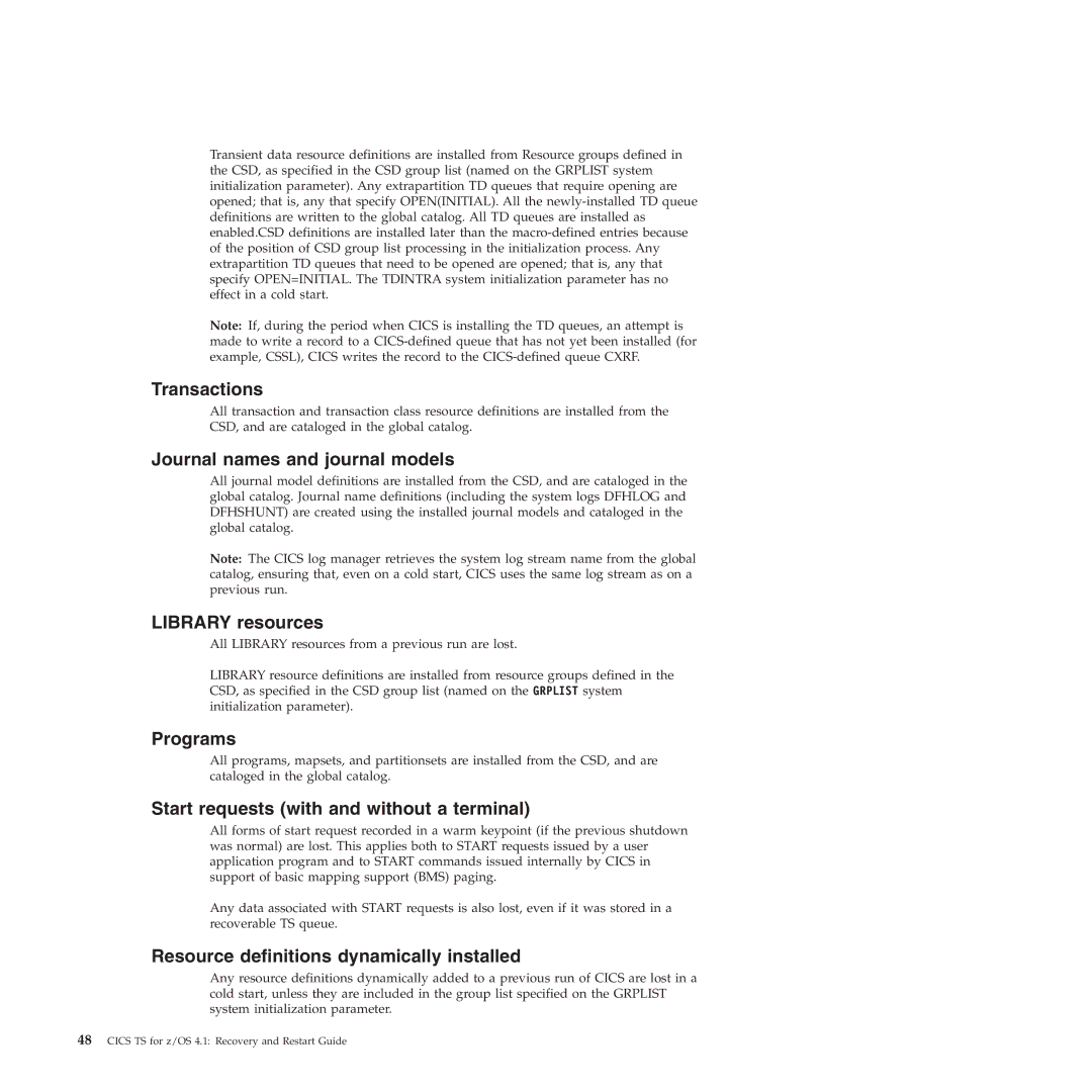 IBM SC34-7012-01 manual Transactions, Journal names and journal models, Library resources, Programs 