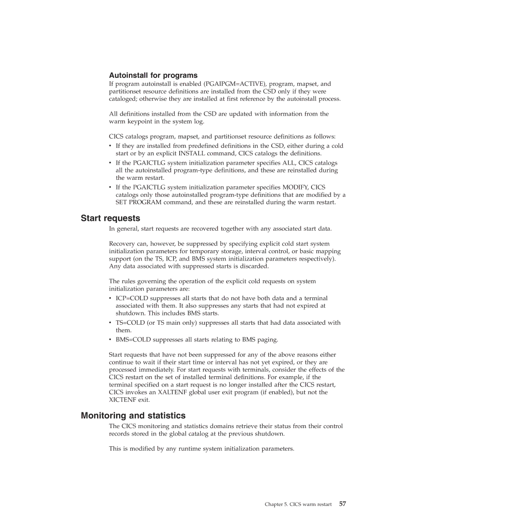 IBM SC34-7012-01 manual Start requests, Autoinstall for programs 