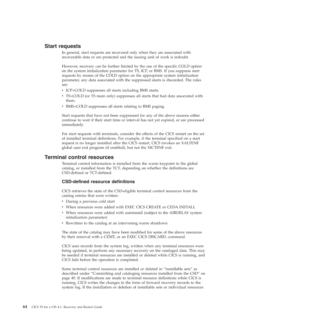 IBM SC34-7012-01 manual Start requests 