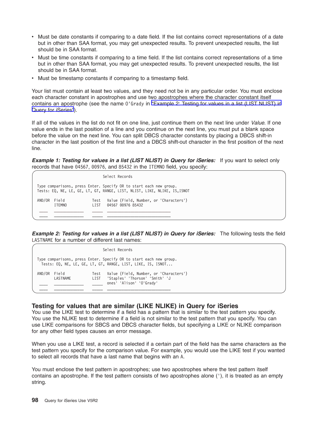 IBM SC41-5210-04 manual Itemno List, Lastname List 