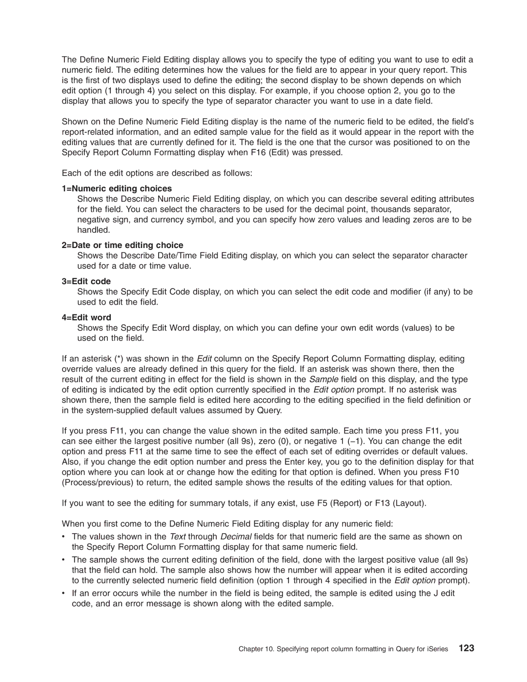 IBM SC41-5210-04 manual =Numeric editing choices, =Date or time editing choice, =Edit code, =Edit word 