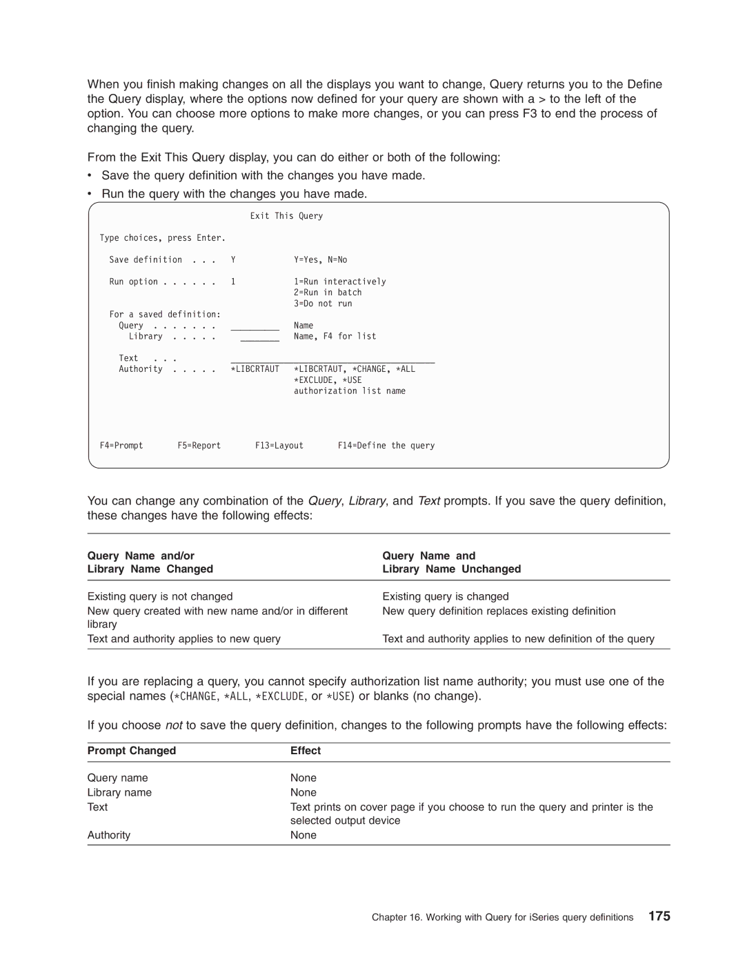 IBM SC41-5210-04 manual Prompt Changed Effect 