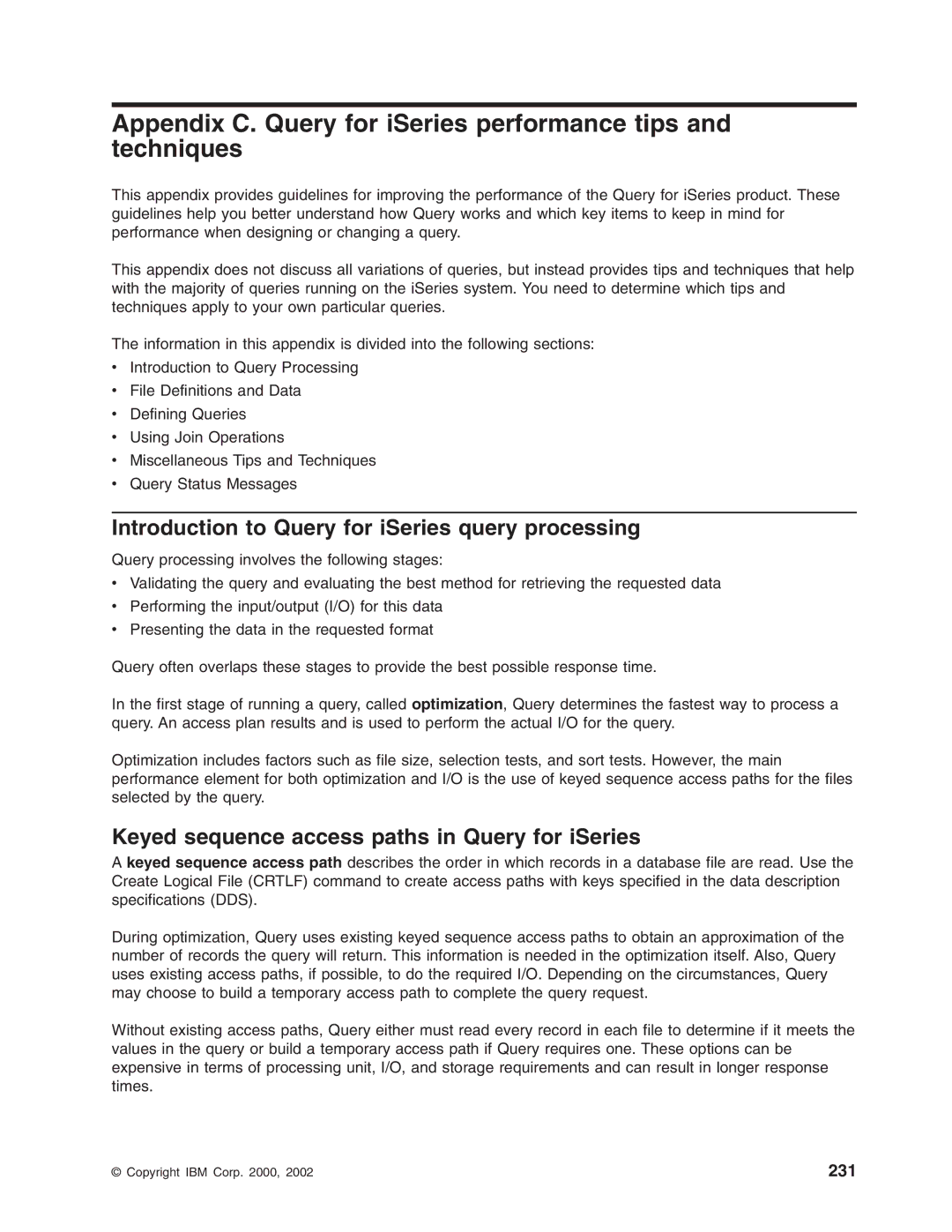 IBM SC41-5210-04 Introduction to Query for iSeries query processing, Keyed sequence access paths in Query for iSeries 