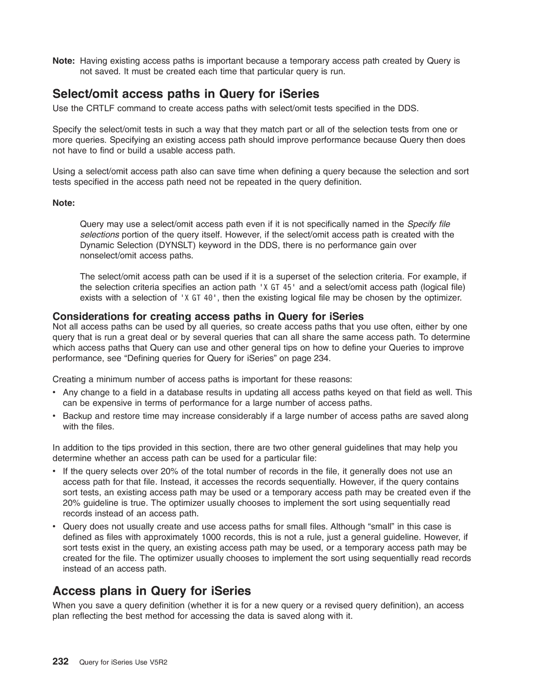 IBM SC41-5210-04 manual Select/omit access paths in Query for iSeries, Access plans in Query for iSeries 