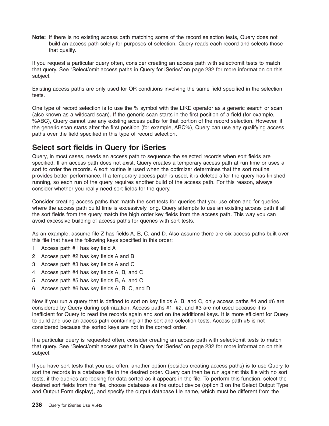 IBM SC41-5210-04 manual Select sort fields in Query for iSeries 