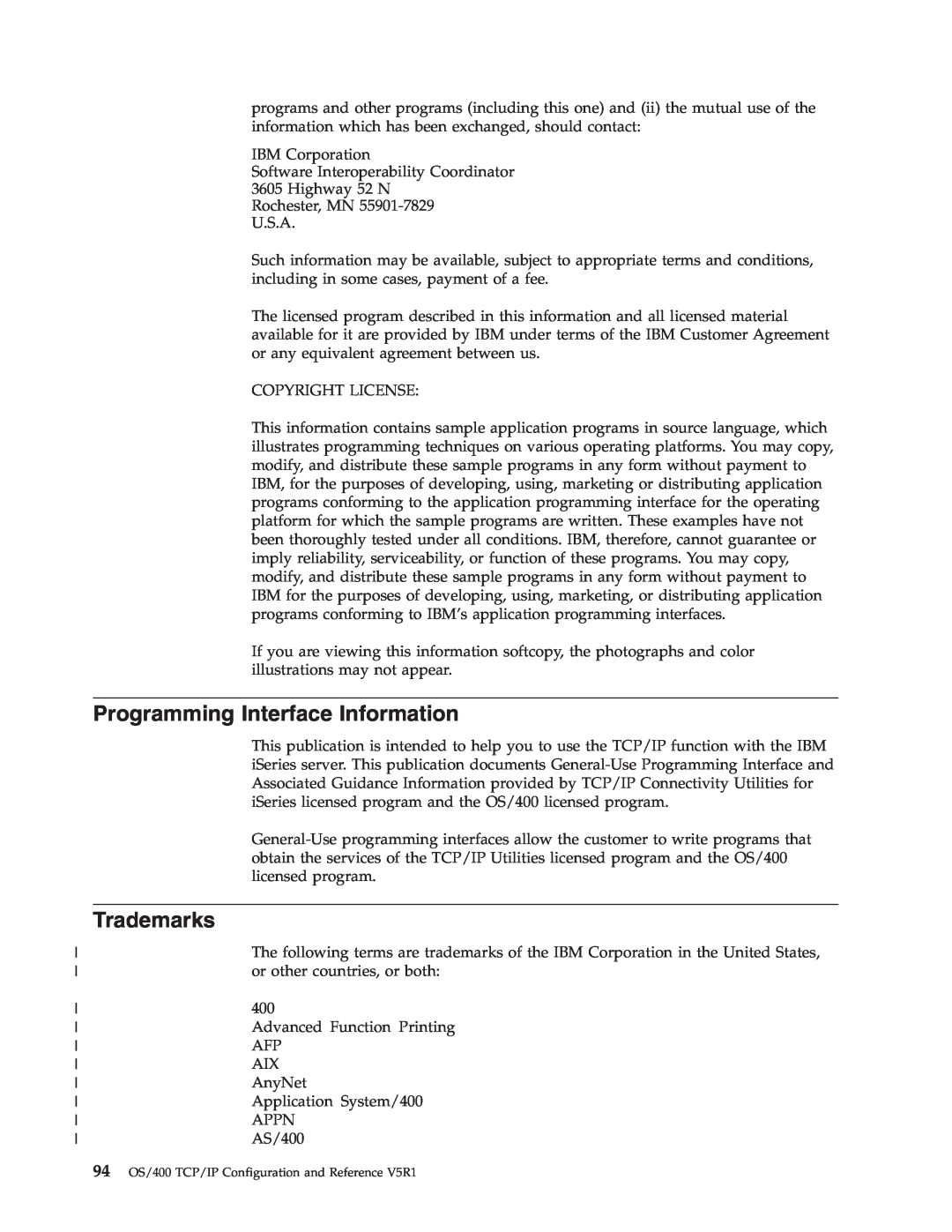 IBM SC41-5420-04 manual Programming Interface Information, Trademarks 