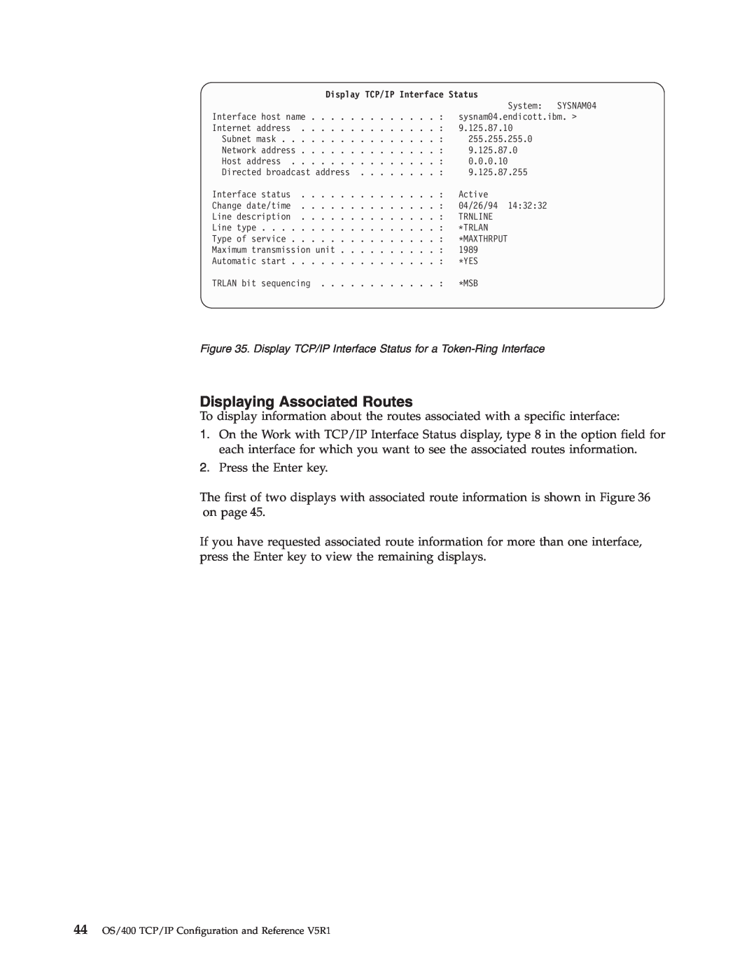 IBM SC41-5420-04 manual Displaying Associated Routes 