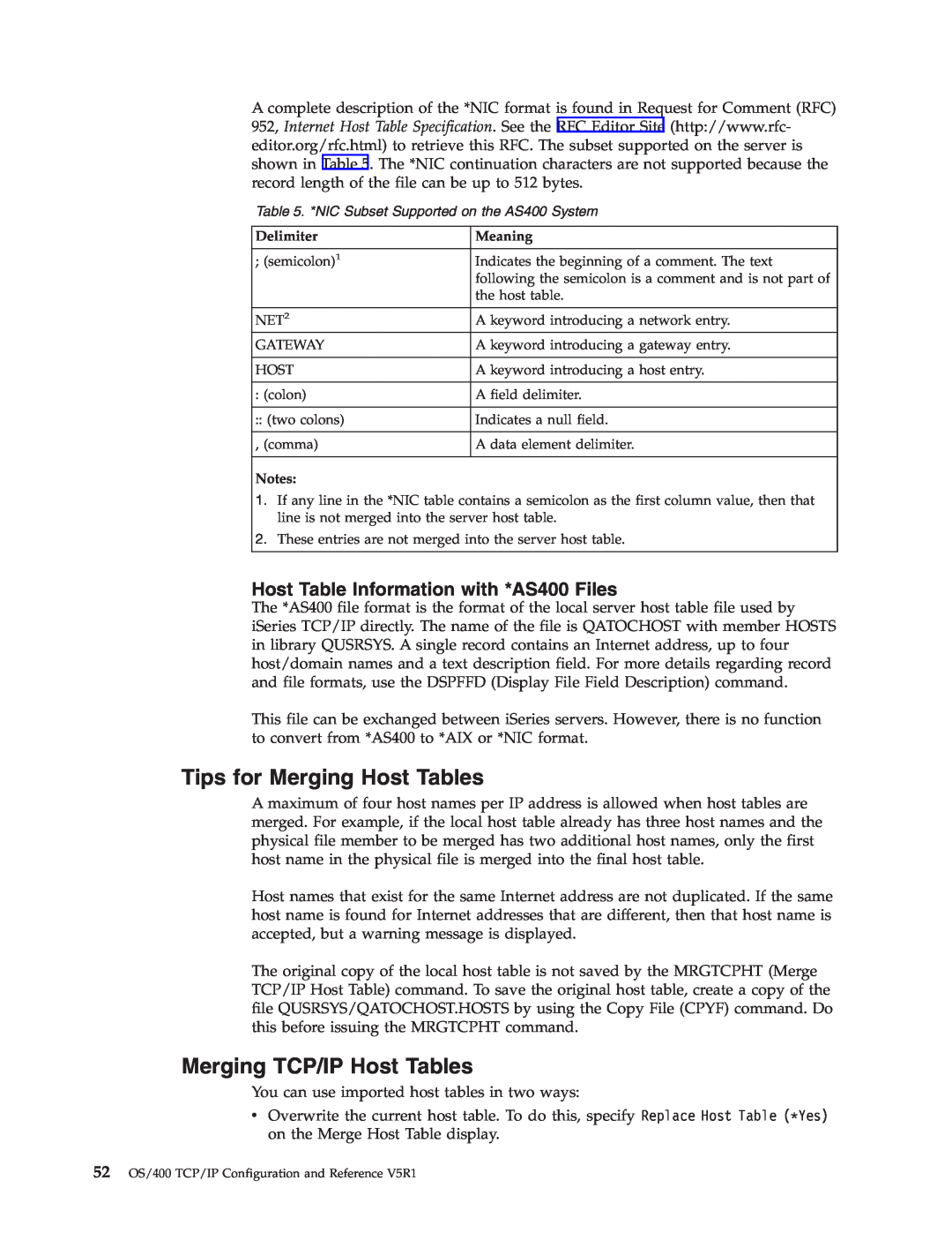 IBM SC41-5420-04 manual Tips for Merging Host Tables, Merging TCP/IP Host Tables, Host Table Information with *AS400 Files 