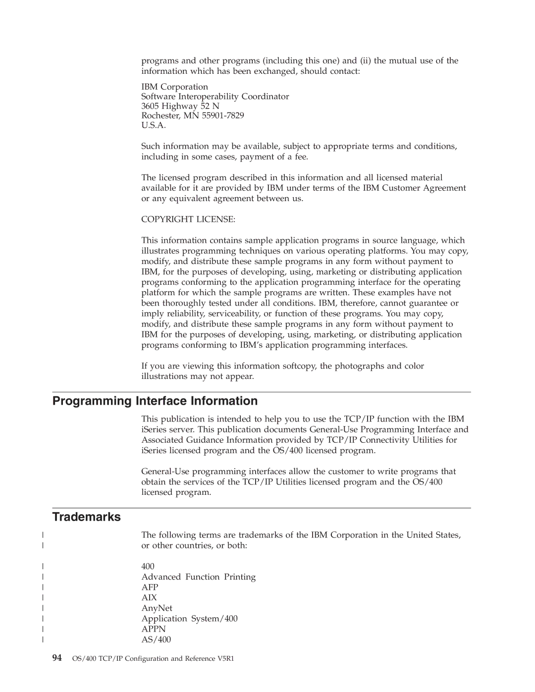 IBM SC41-5420-04 manual Programming Interface Information, Trademarks 