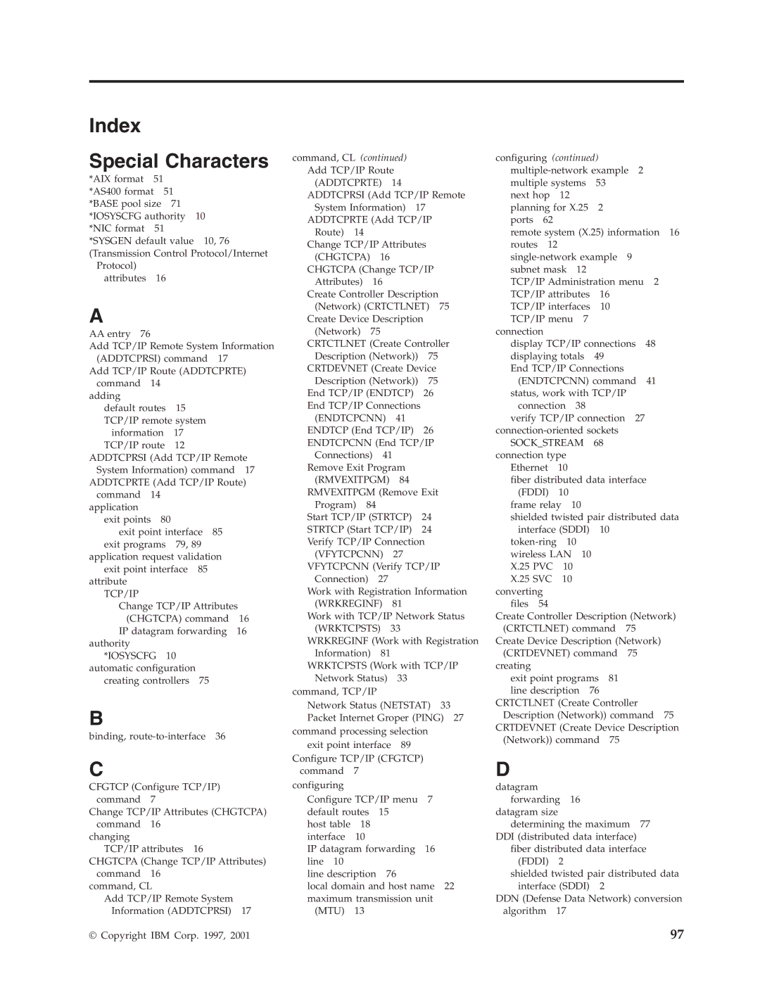 IBM SC41-5420-04 manual Index Special Characters 