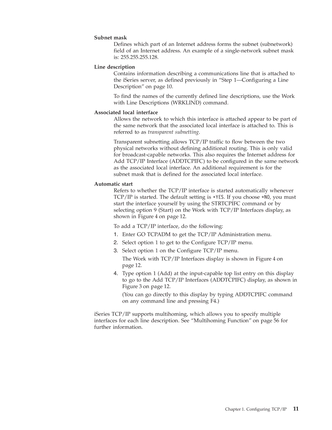 IBM SC41-5420-04 manual Subnet mask, Line description, Associated local interface, Automatic start 