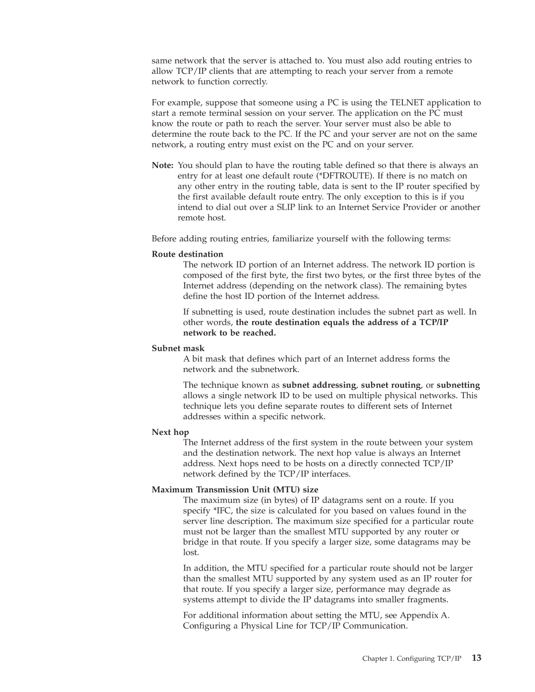 IBM SC41-5420-04 manual Route destination, Maximum Transmission Unit MTU size 