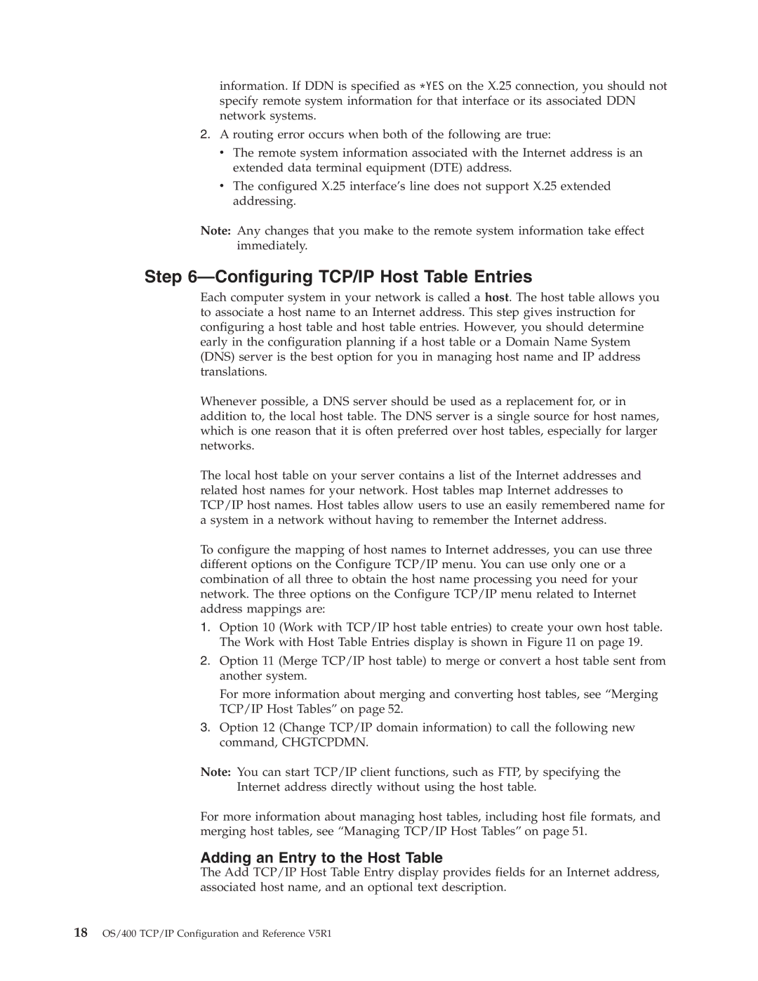 IBM SC41-5420-04 manual Configuring TCP/IP Host Table Entries, Adding an Entry to the Host Table 