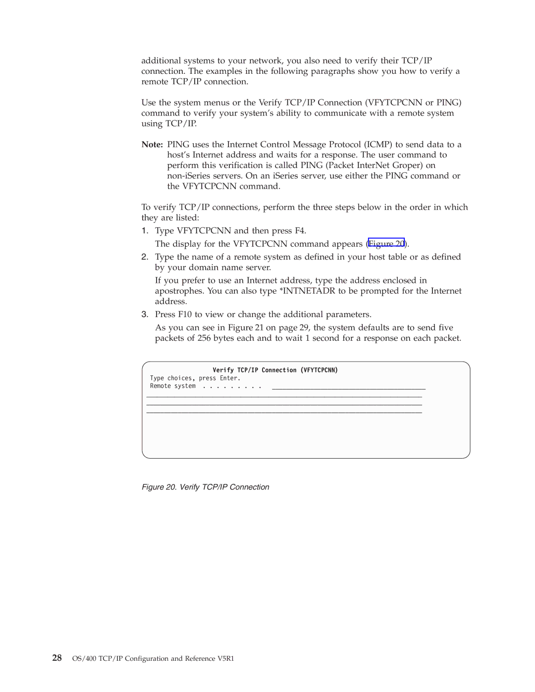 IBM SC41-5420-04 manual Verify TCP/IP Connection Vfytcpcnn 