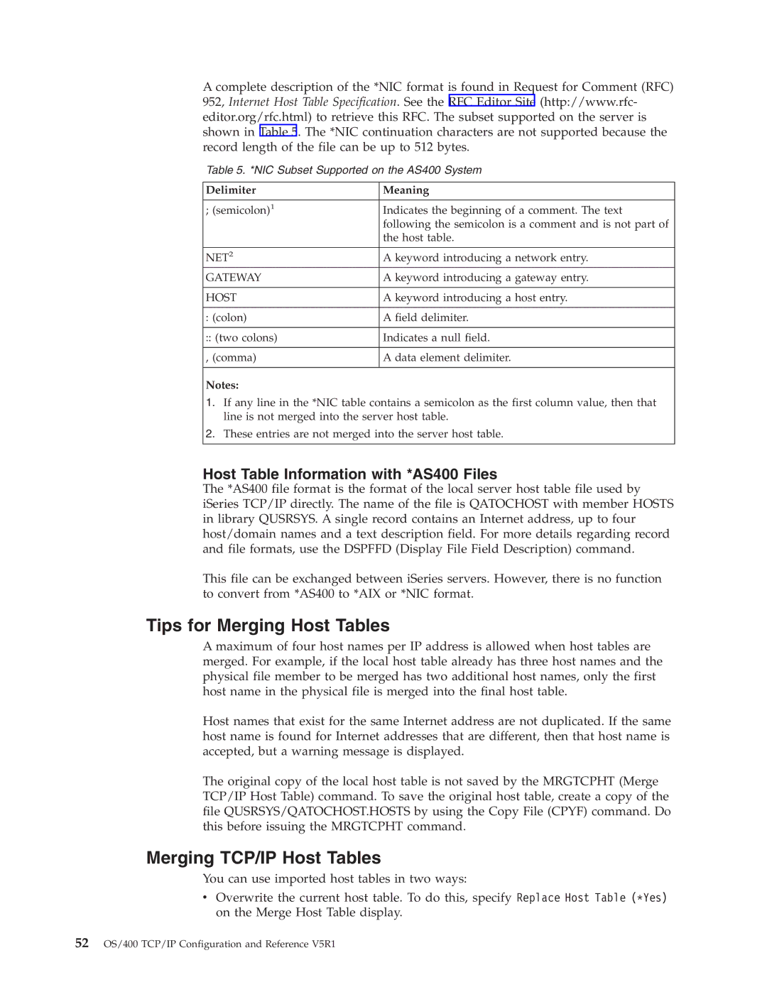 IBM SC41-5420-04 manual Tips for Merging Host Tables, Merging TCP/IP Host Tables, Host Table Information with *AS400 Files 