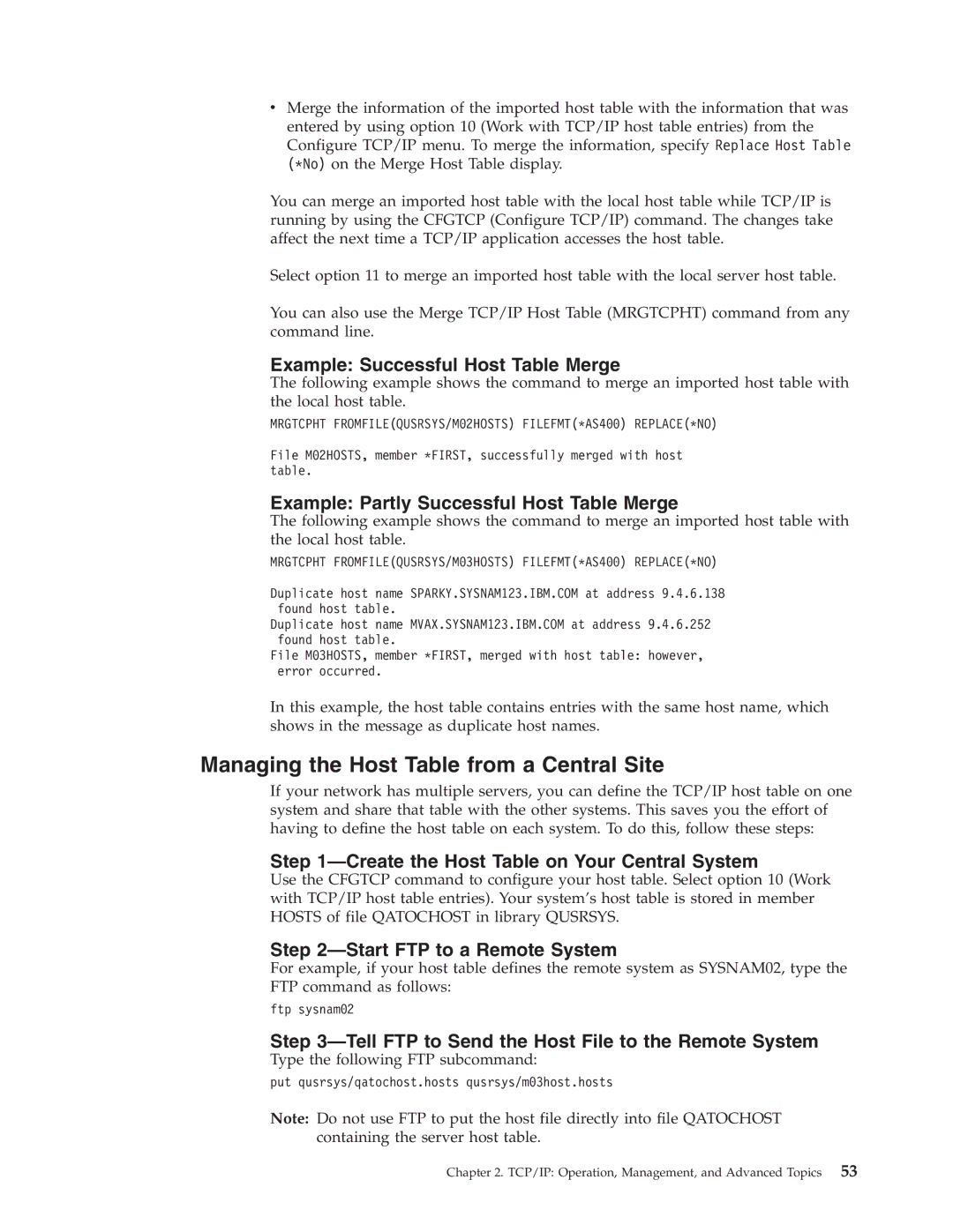 IBM SC41-5420-04 manual Managing the Host Table from a Central Site 