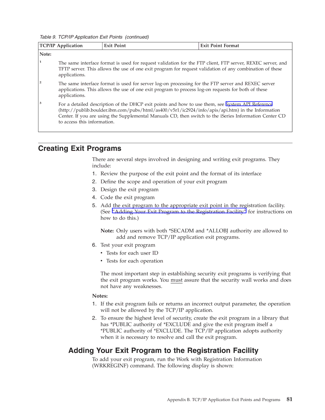 IBM SC41-5420-04 manual Creating Exit Programs, Adding Your Exit Program to the Registration Facility 