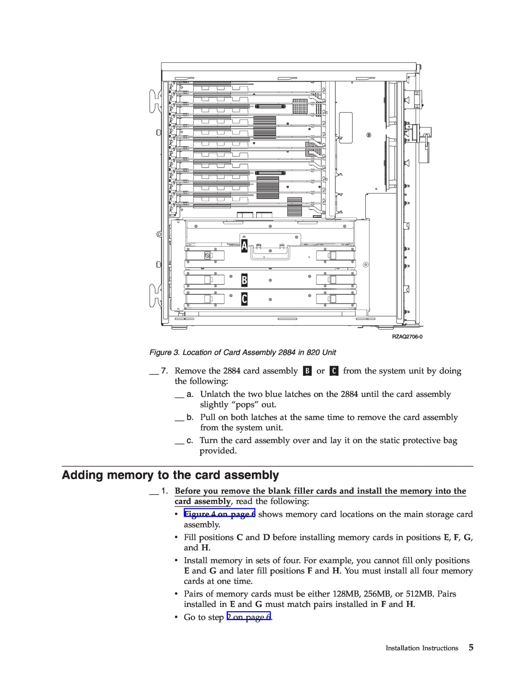 IBM SENG-3002-01 manual Adding memory to the card assembly 
