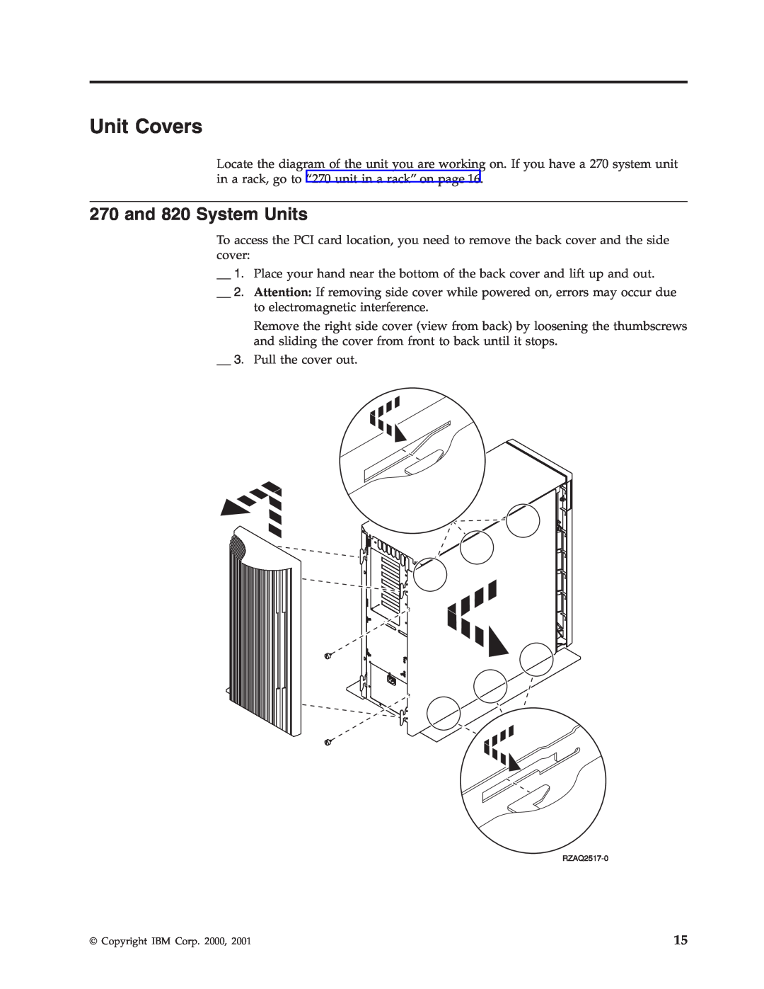 IBM SENG-3002-01 manual Unit Covers, and 820 System Units 