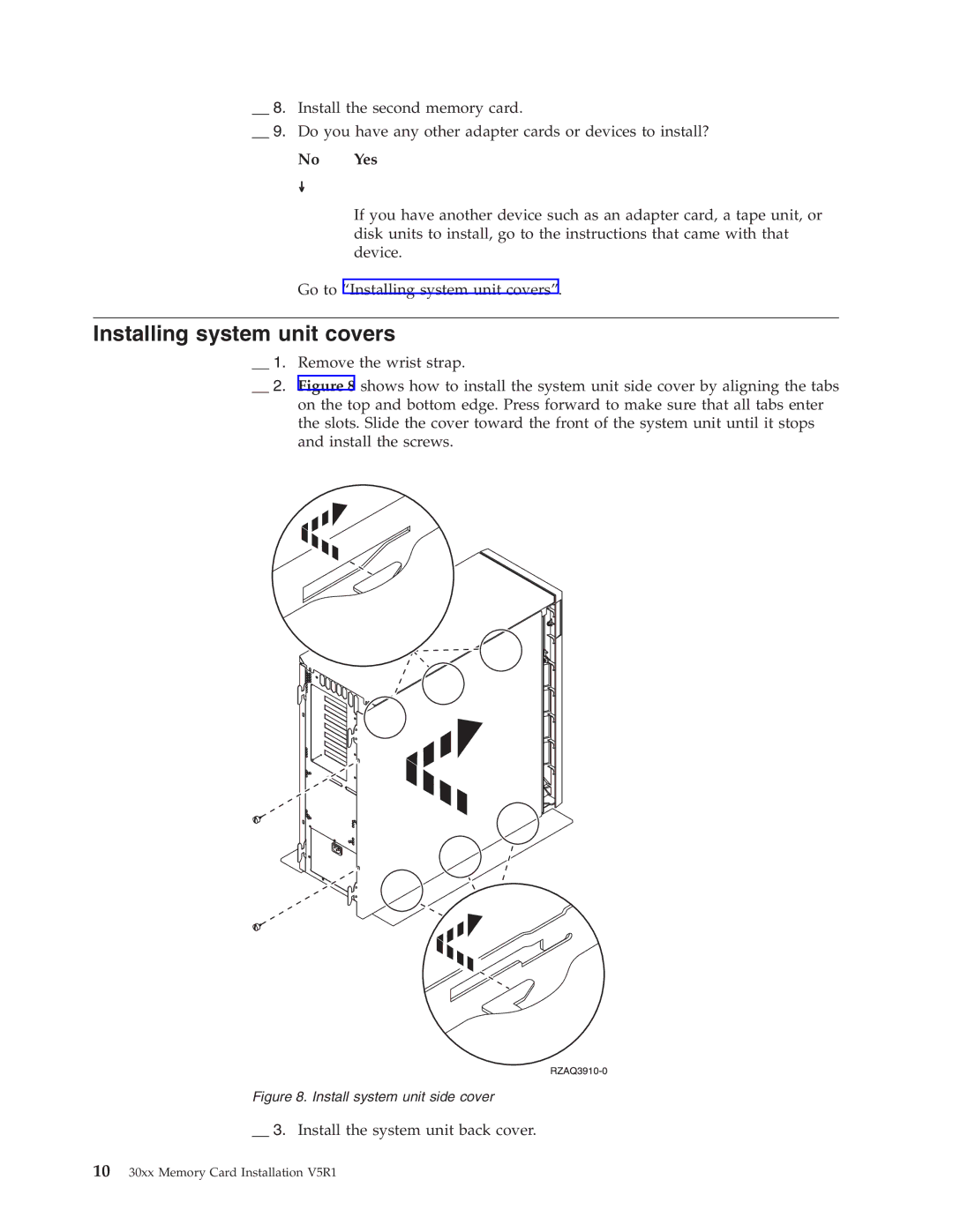 IBM SENG-3002-01 manual Installing system unit covers, No Yes 