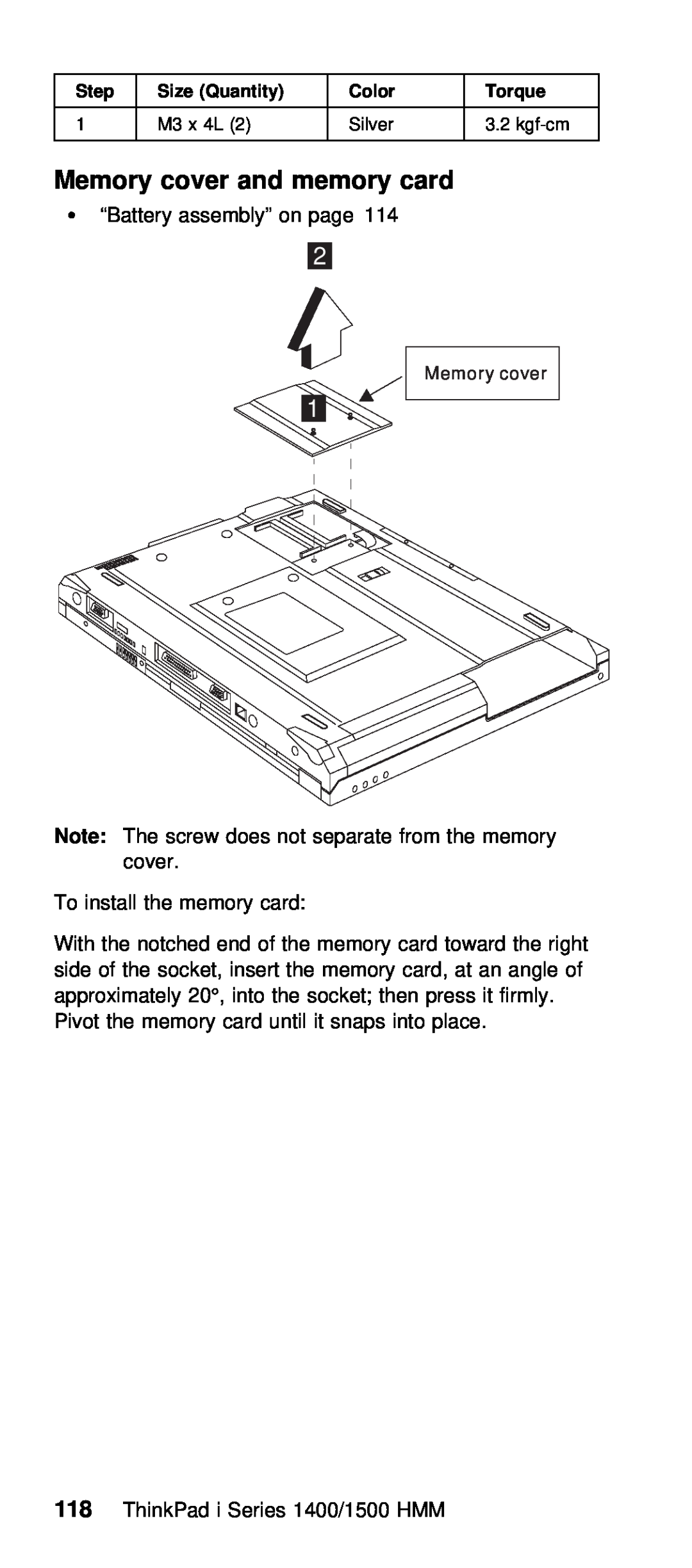 IBM Series 1500, Series 1400 manual Memory cover and memory card 