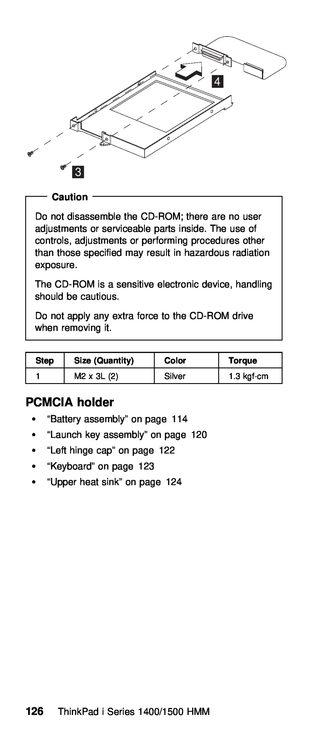 IBM Series 1500, Series 1400 manual PCMCIA holder 