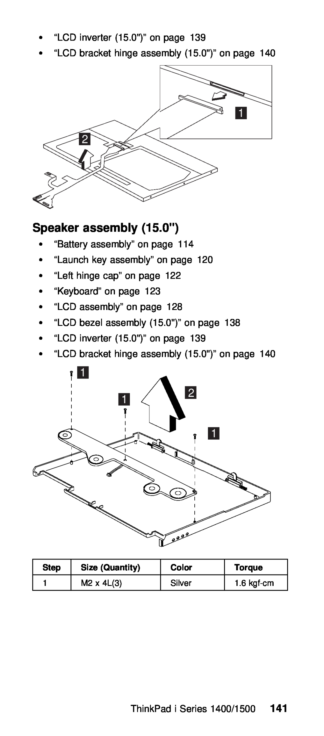 IBM Series 1400, Series 1500 manual 15.0, Speaker assembly 