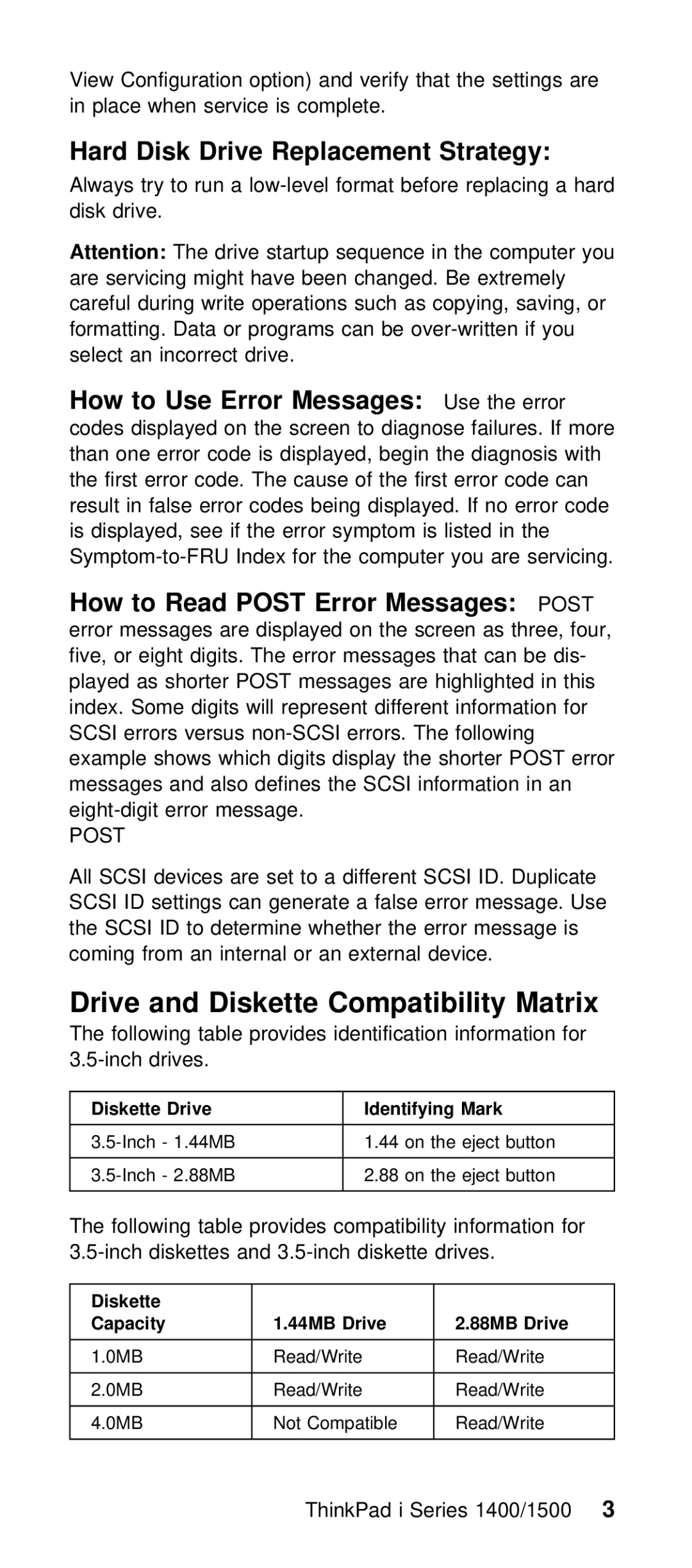 IBM Series 1400, Series 1500 manual Drive and Diskette Compatibility Matrix, Hard Disk Drive Replacement Strategy, How 