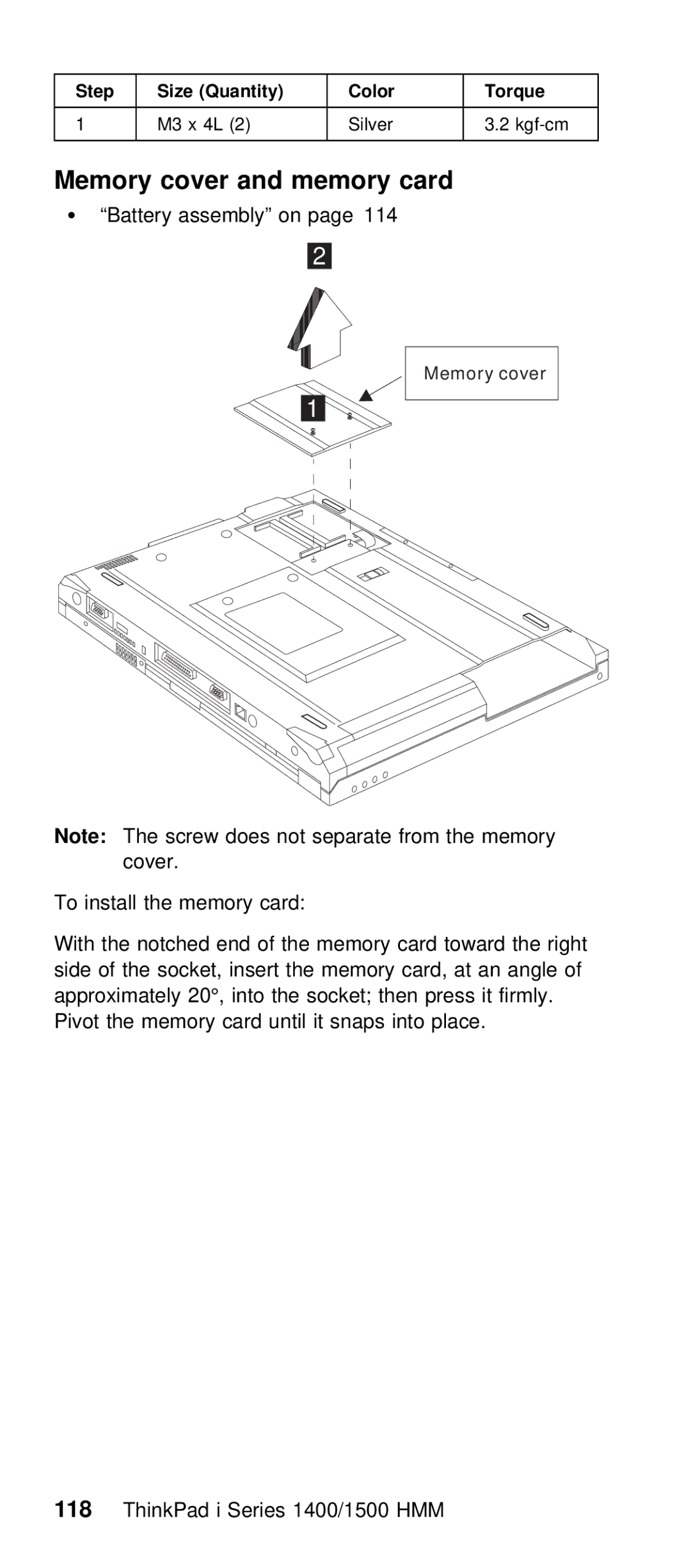 IBM Series 1500, Series 1400 manual Memory cover and memory card 