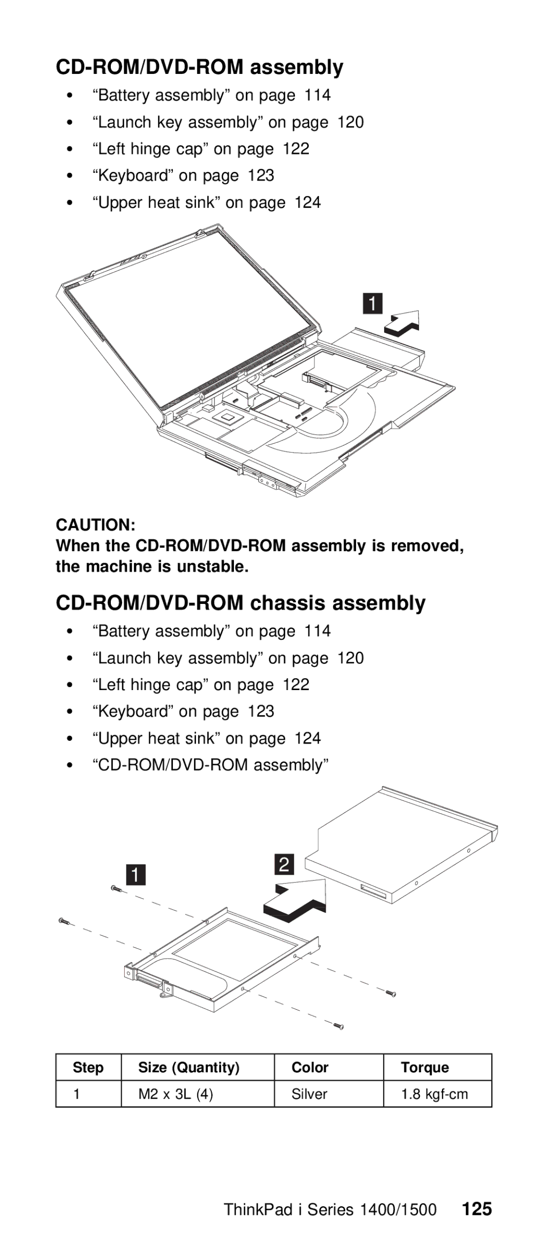 IBM Series 1500 manual Chassis assembly, ThinkPad i Series 1400/12500 