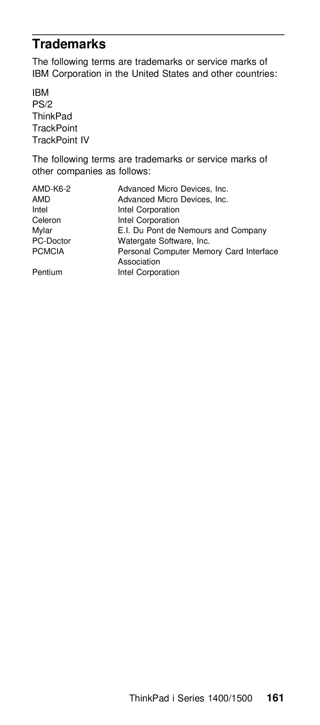 IBM Series 1400, Series 1500 manual Following terms Are Trademarks or Service mar, Corporation United States Other 