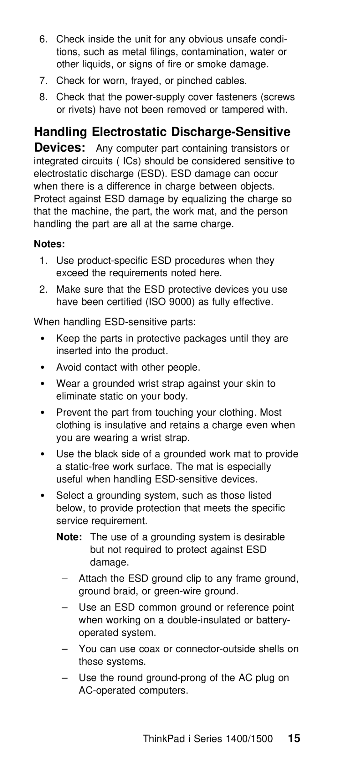 IBM Series 1400, Series 1500 manual Handling Electrostatic Discharge-Sensitive 