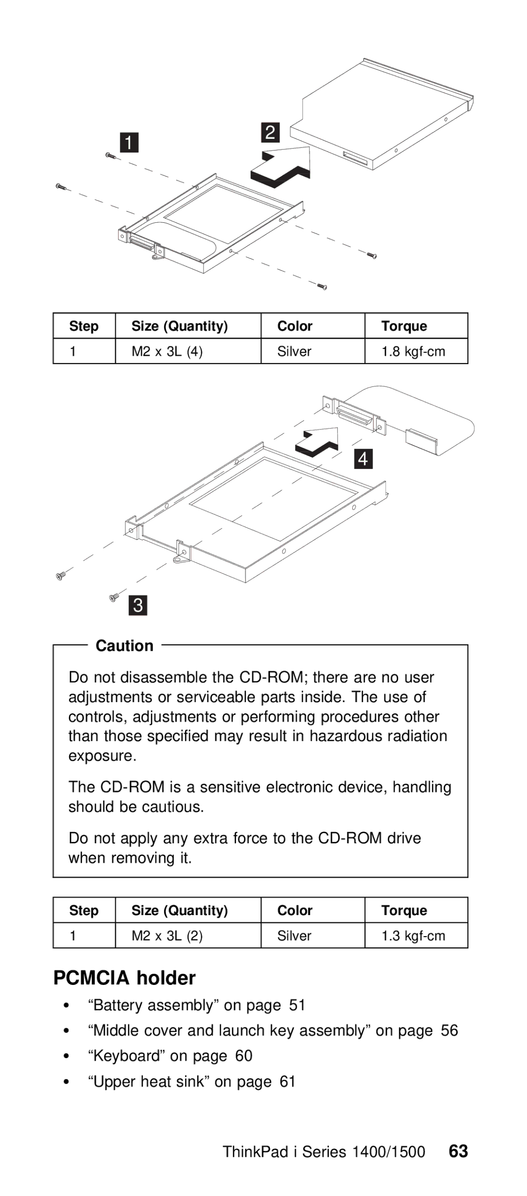 IBM Series 1400, Series 1500 manual Pcmcia holder 