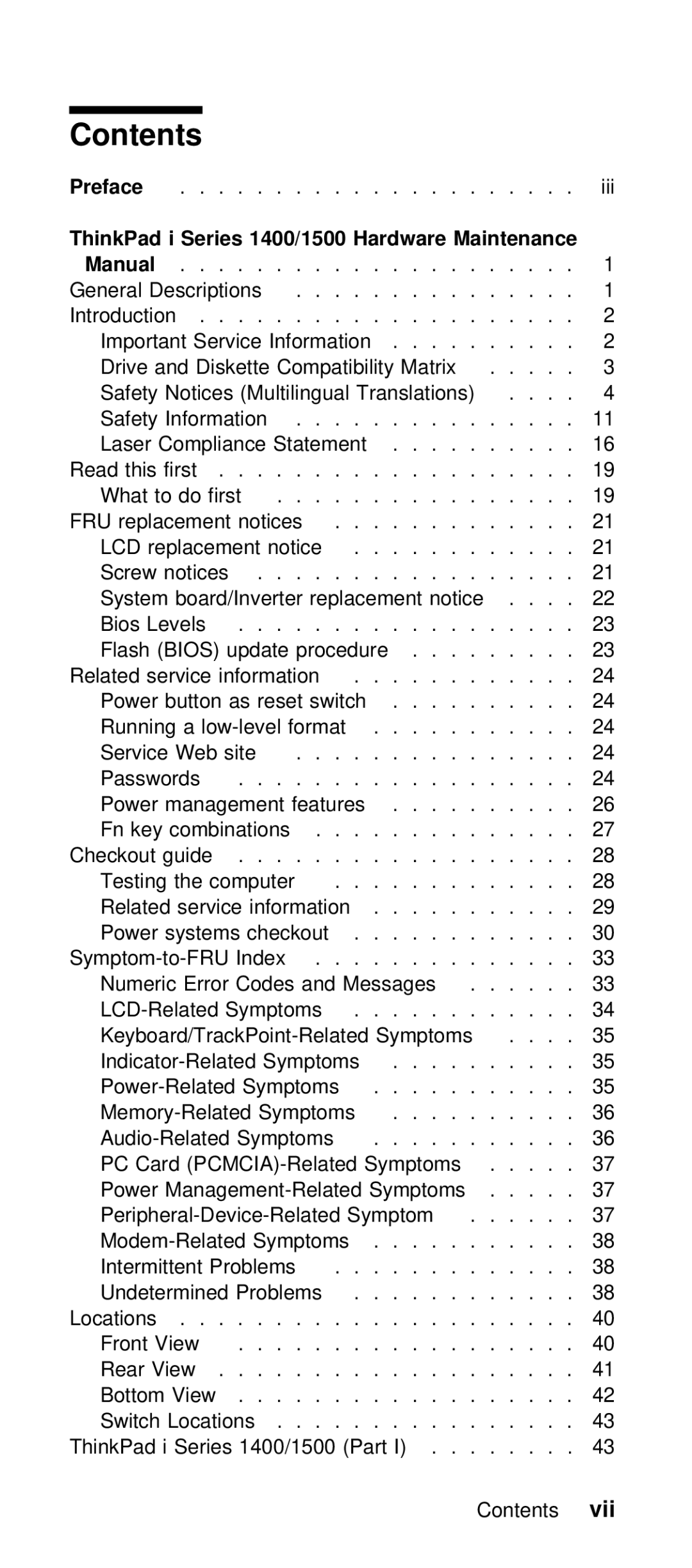 IBM Series 1400, Series 1500 manual Contents 