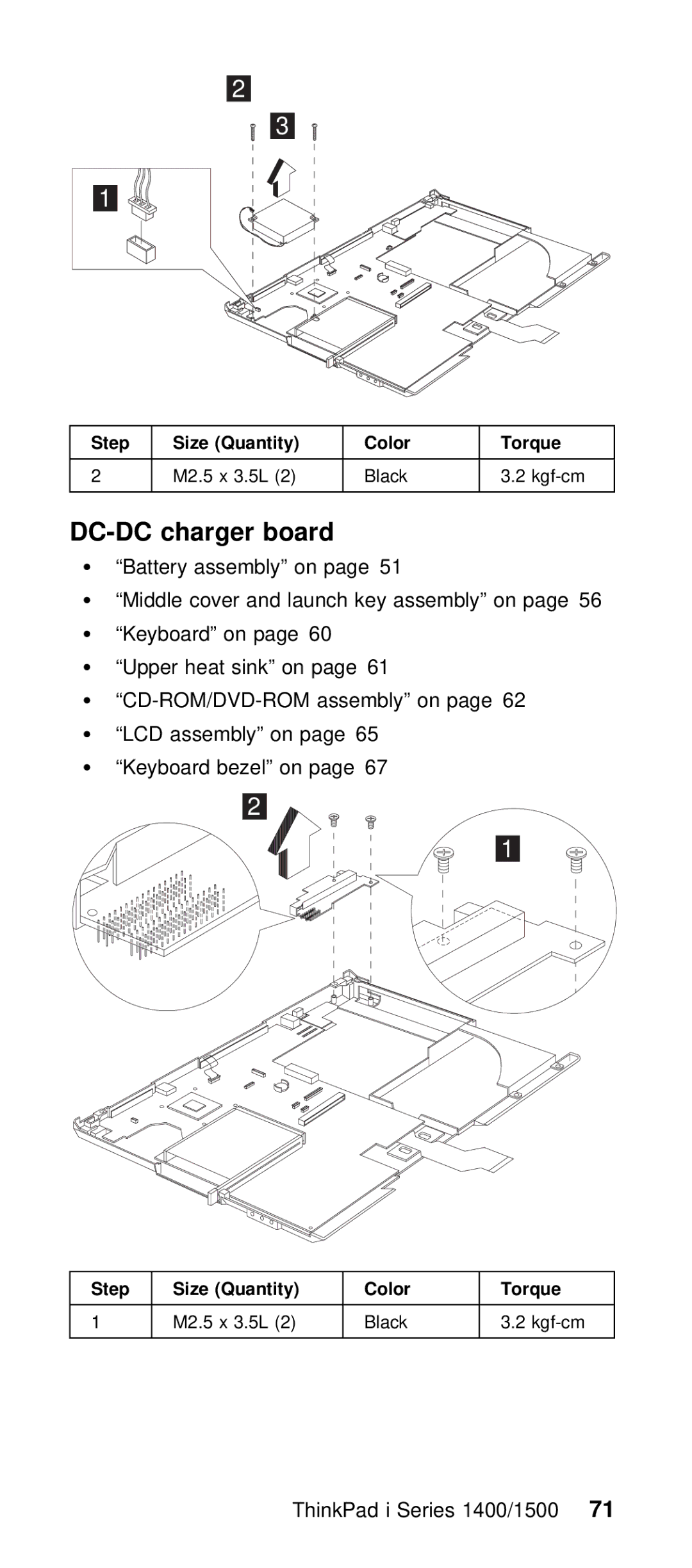 IBM Series 1500 manual Board, Assembly LCD assembly Keyboard bezel on, ThinkPad i Series 1400/71500 