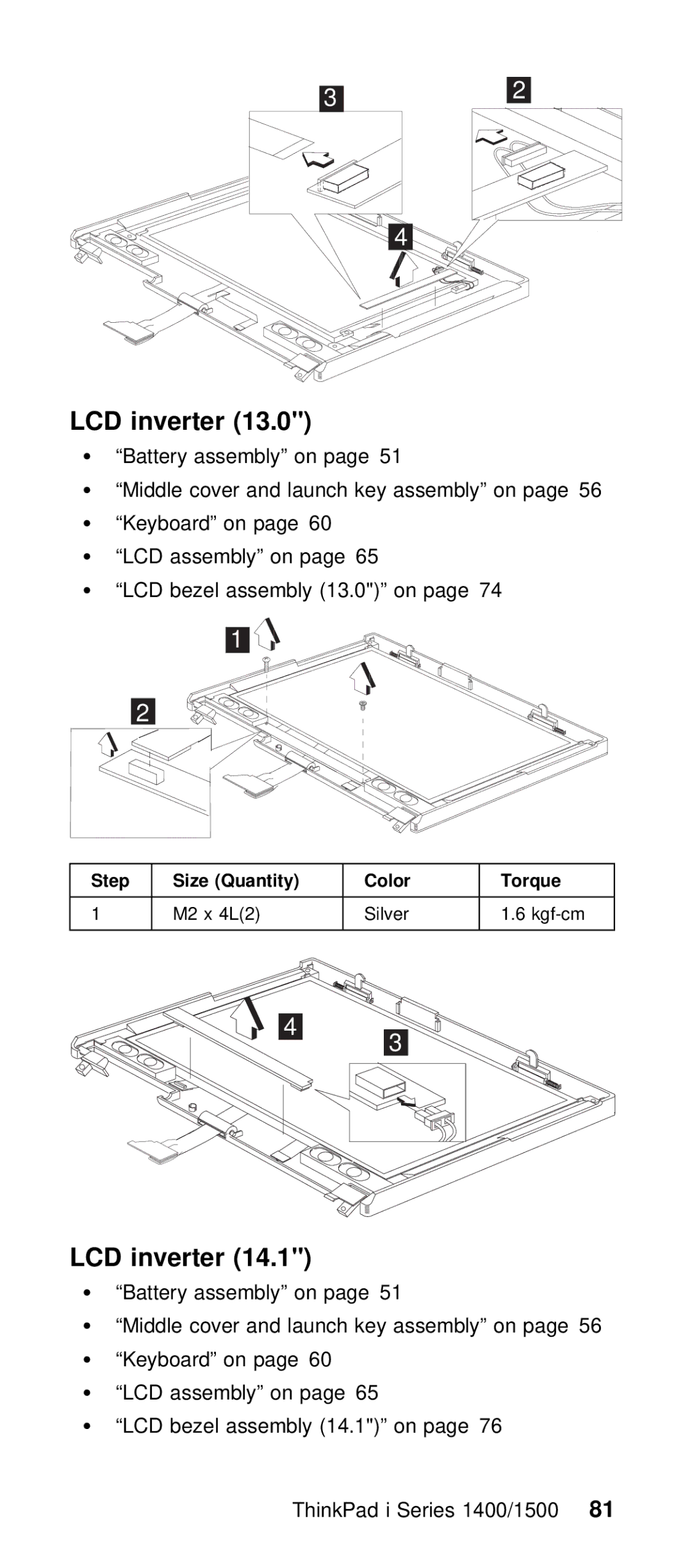 IBM Series 1400, Series 1500 manual Inverter 13.0, Inverter 14.1, Bezel assembly 13.0 on 