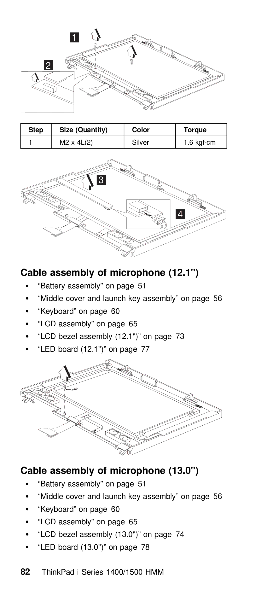 IBM Series 1500, Series 1400 manual Microphone, Cable assembly of microphone, LED board 12.1 on 