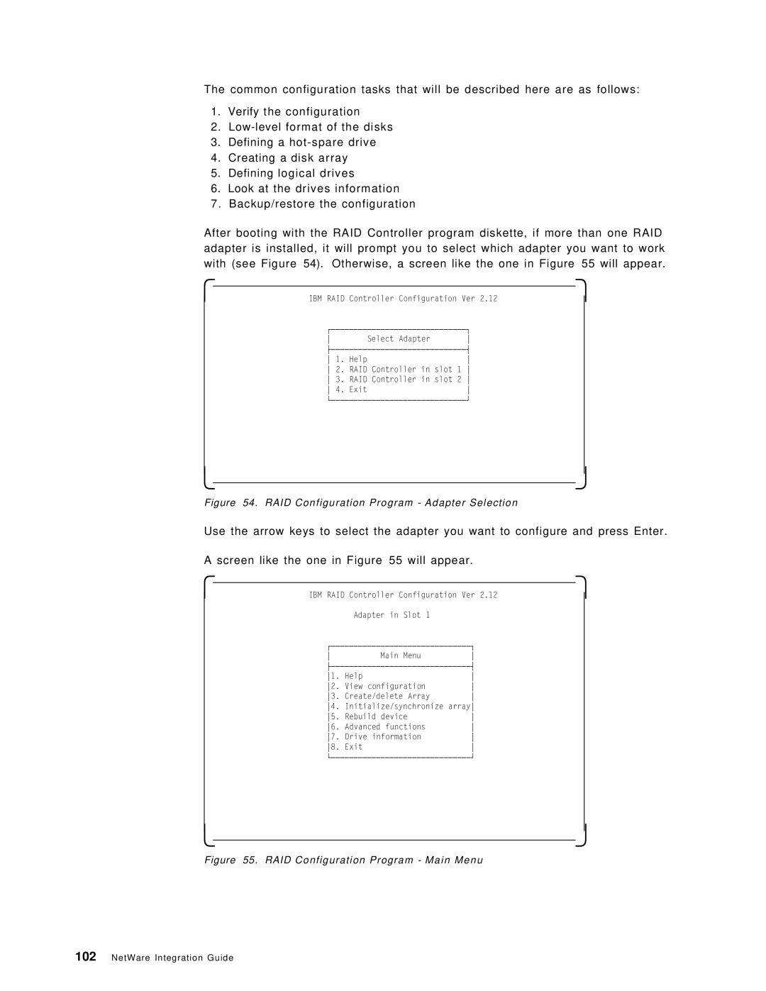 IBM SG24-4576-00 manual RAID Configuration Program Adapter Selection 